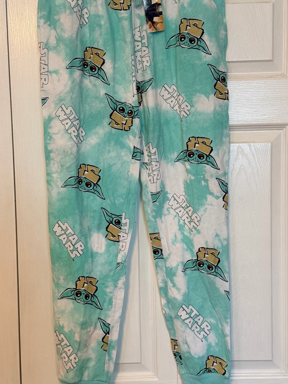 NWT Star Wars Men’s Grogu Tie-Dye Pajama Pants - Aqua and White